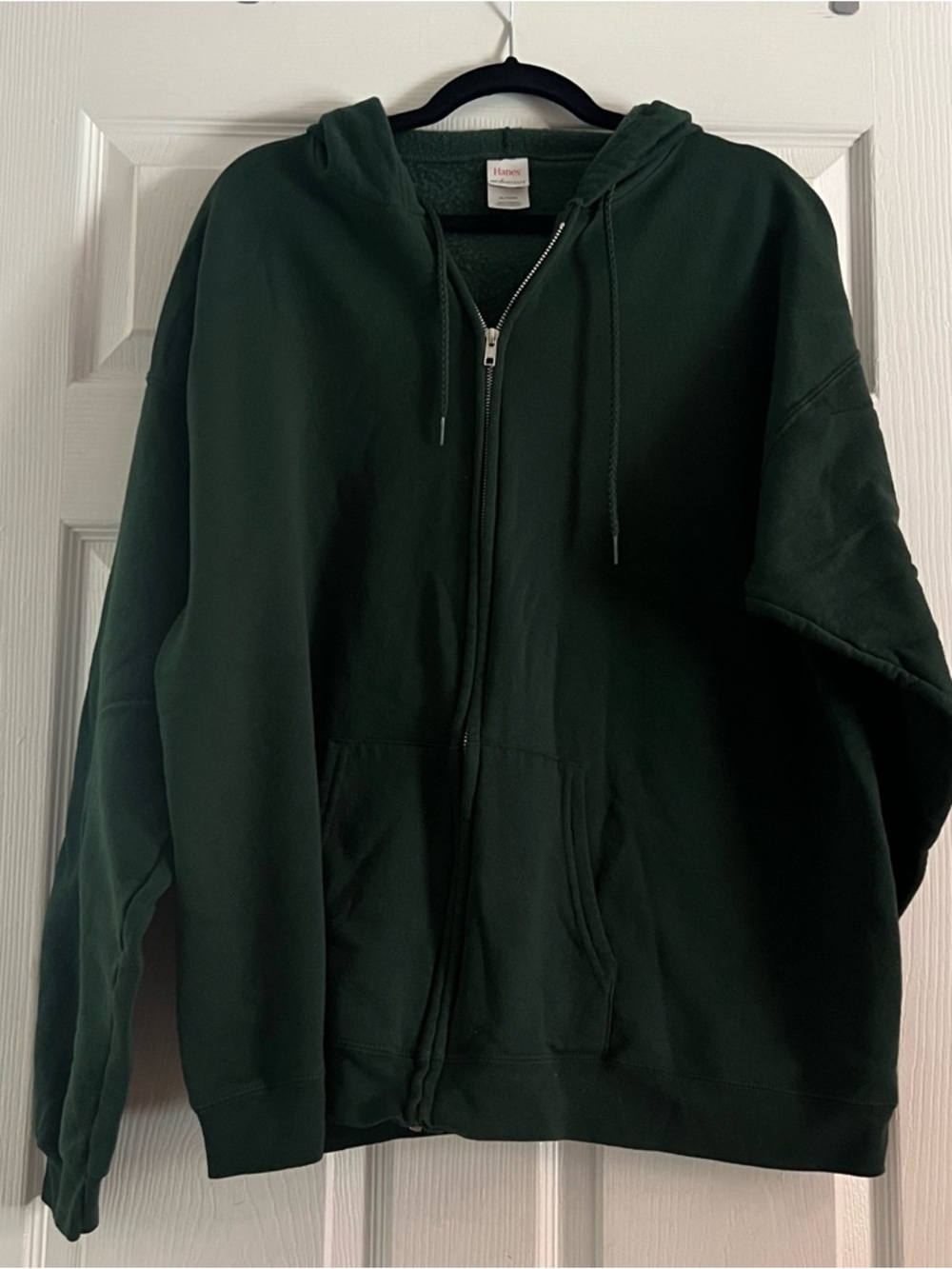 Hanes Dark Green Full-Zip Hooded Sweatshirt- UNISEX